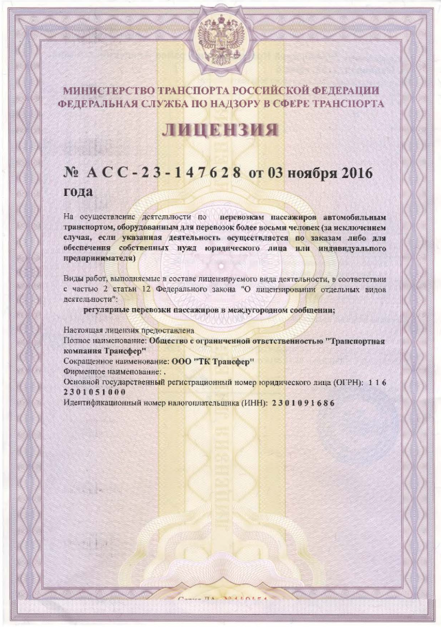 Приложение к лицензии